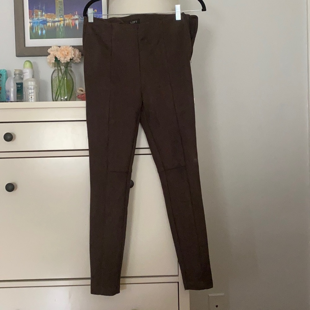 Suede zipper leggings